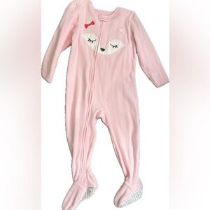 24 Month Baby girl Pink Fox One Piece Footie